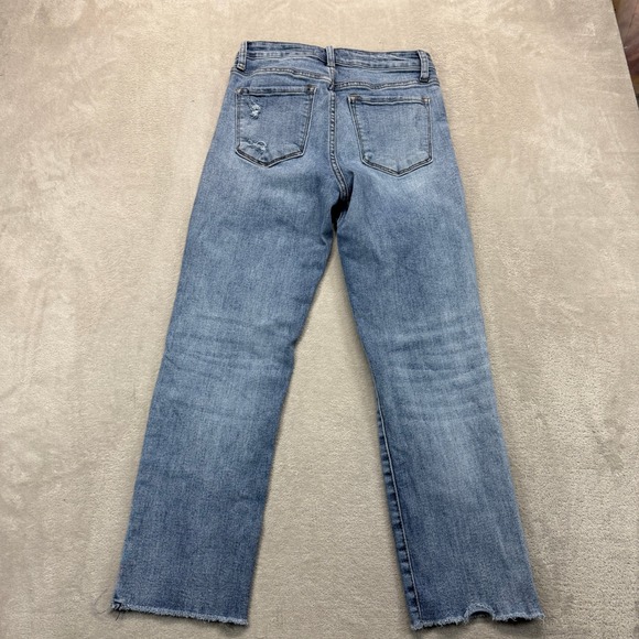 VERVE Los Angeles Jeans Women's 27 Raw Hem Straight Ankle Distressed Blue Denim - Picture 9 of 15